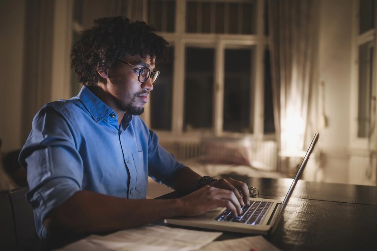 person on a computer