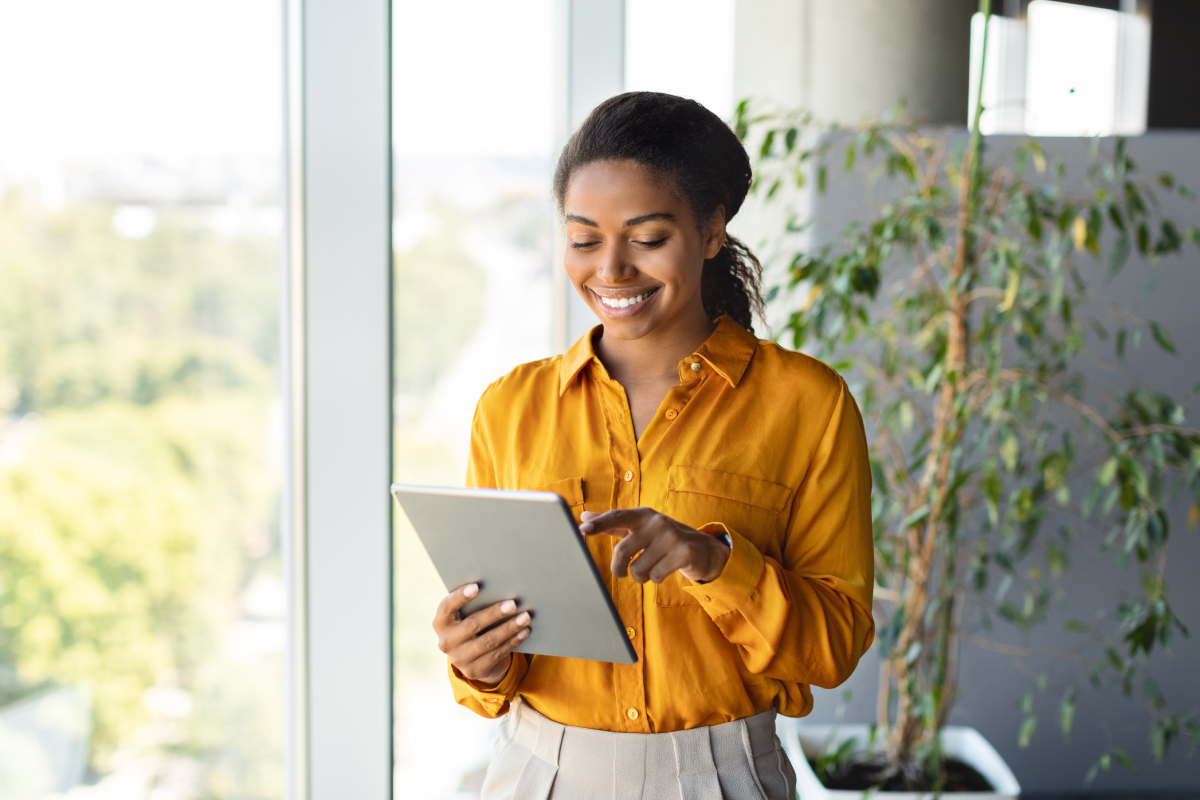 person holding a tablet